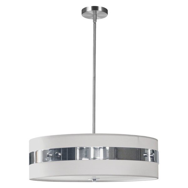 4Lt Incandescent Pendant P Chrome W/White Shade, Dainolite, Mfr#: WIL-224P-PC-WH